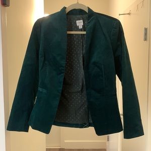 J. Crew Dark Green Velvet Blazer